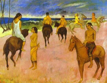  Beach Painting - Horsemen on the Beach Post Impressionism Primitivism Paul Gauguin